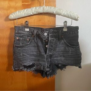 Levi's Black Distressed Jean Shorts